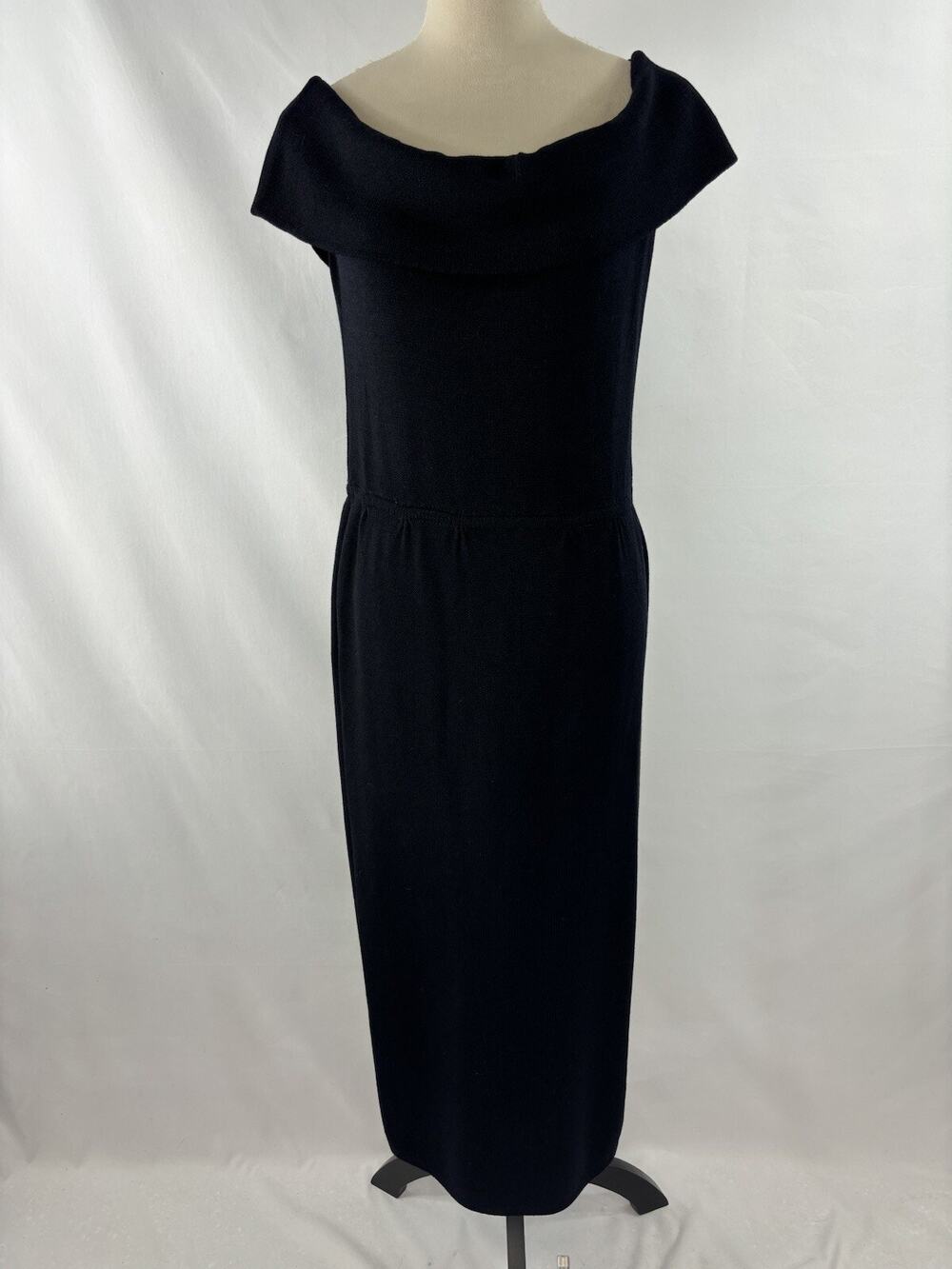 St John by Marie Gray On Off Shoulder Dress Black 10 Knit Elastic Waist